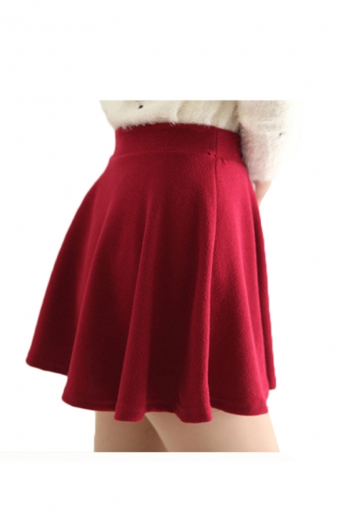 Plain High Rise Pleated Fit&Flare Skirt - Beautifulhalo.com