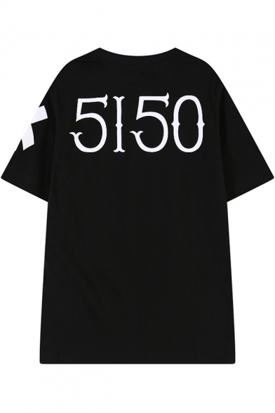 It Style Skull&Letter&Number Print T-Shirt - Beautifulhalo.com