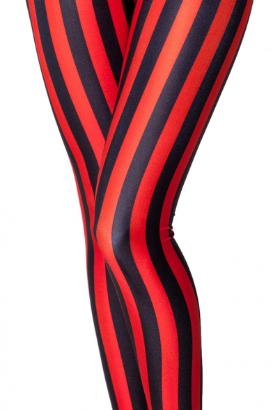 Vertical Stripe Multicolor Skinny Spandex Leggings