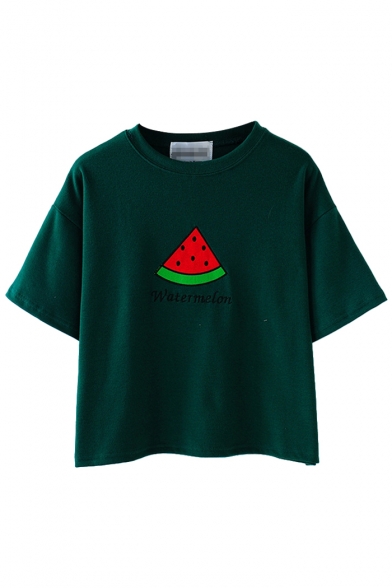 Watermelon Pattern Round Neck Short Sleeve T-Shirt
