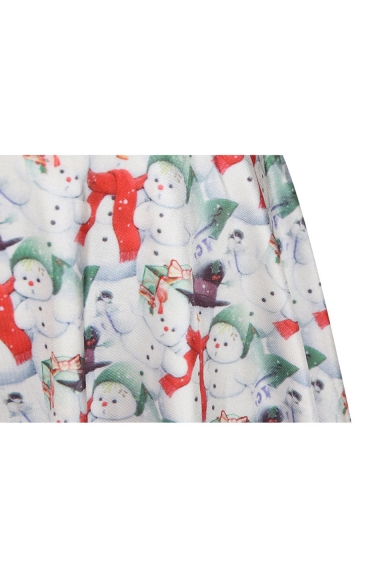Christmas Party Print Pleated Mini Skirt