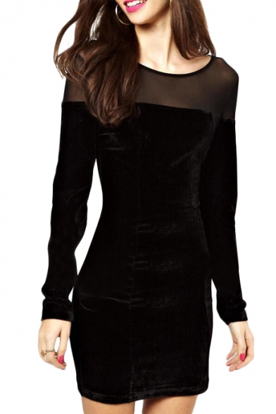 black fitted dress long sleeve