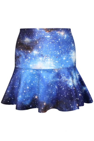 Galaxy Print A-line Skirt