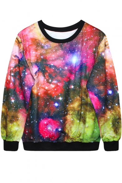 Colorful Fantastic Starry Sky Print Sweatshirt