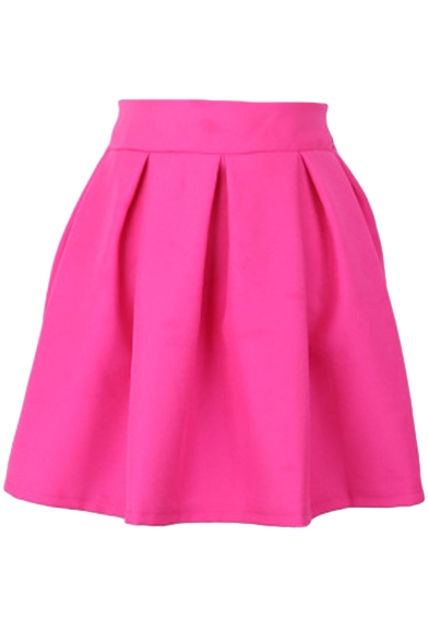 Candy Color High Waist Pleated Mini Skirt