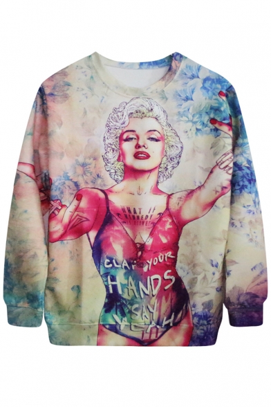 Beige Background Sexy Marilyn Monroe Print Sweatshirt