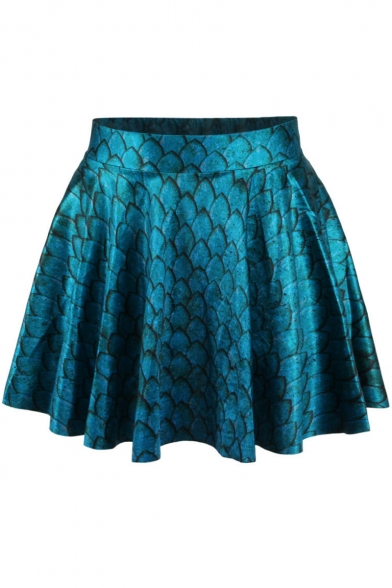 Tie Dye Scale Print High Waist Pleated Mini Skirt