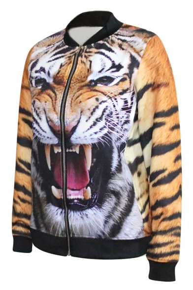 3D Tiger Print Baseball Jacket - Beautifulhalo.com