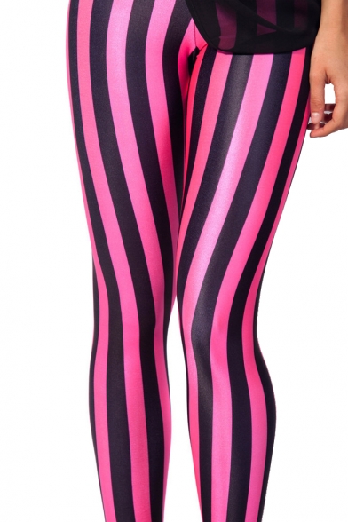 Vertical Stripe Multicolor Skinny Spandex Leggings