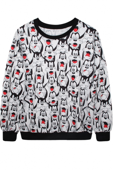 All Over Cartoon Doggy Print Sweatshirt