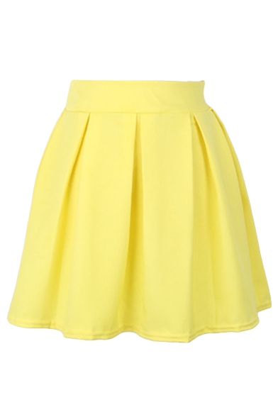 Candy Color High Waist Pleated Mini Skirt