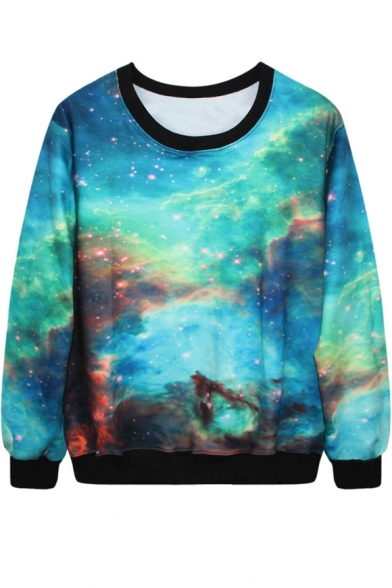 Green Starry Sky Print Sweatshirt