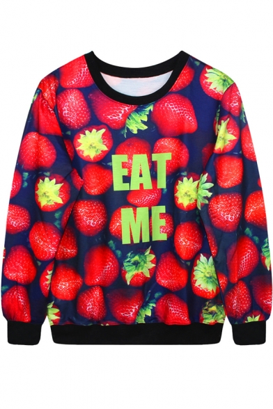 EAT ME Strawberry Print Sweatshirt