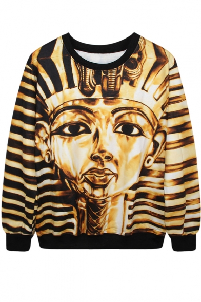 Egypt Queen Print Gold Sweatshirt