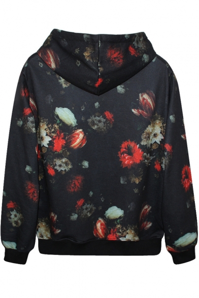 Flower Painting Print Hoodie with Pocket Front - Beautifulhalo.com