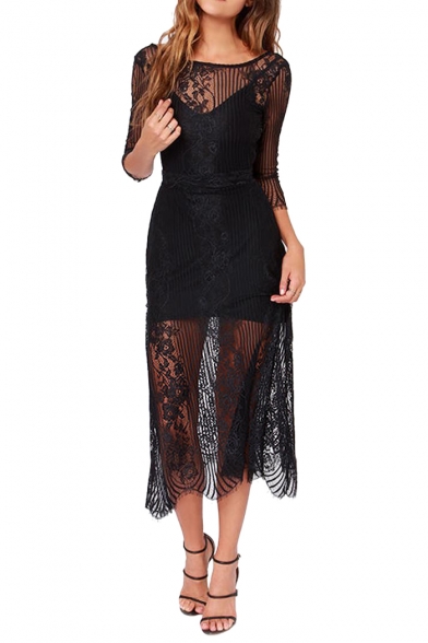 black sheer lace dress