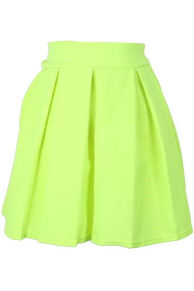 Bright Color High Waist Pleated Mini Skirt - Beautifulhalo.com