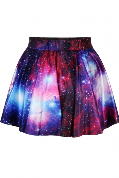 High waist Galaxy Tie Dye Pleated Mini Skirt