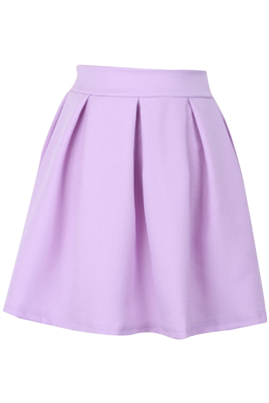 Candy Color High Waist Pleated Mini Skirt - Beautifulhalo.com