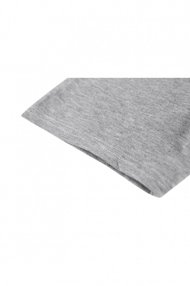 Cartoon Letter Litter Girl Print Stripe V-Neck Short Sleeve T-Shirt