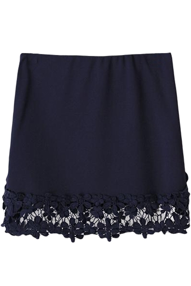 Black Lace Flower Hem Bodycon Skirt