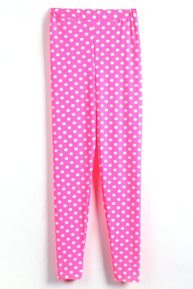 Pink Background White Polka Dot Leggings