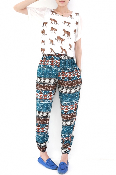 Summer Casual Ethnic Style Print Loose Pants