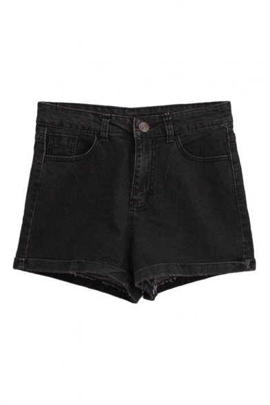 high waisted shorts denim black