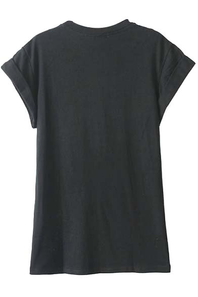Black Short Sleeve It Letters Print T-Shirt - Beautifulhalo.com