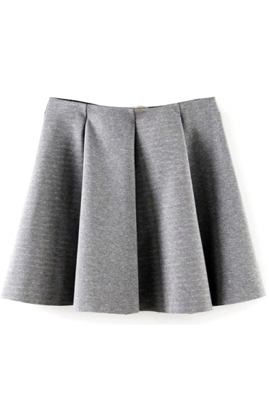 Plain Ruffle Hem Pleated Mini Skirt