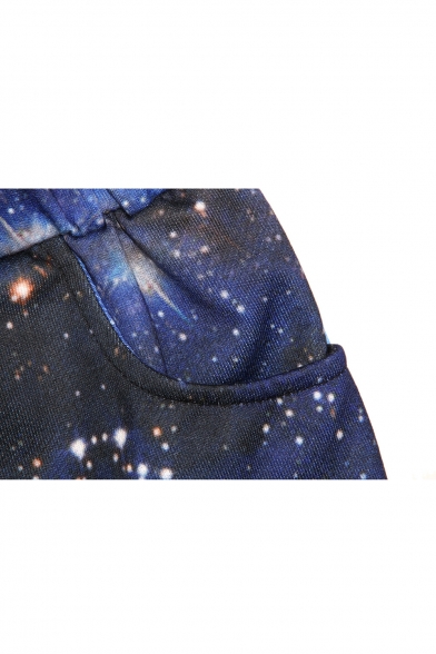 Blue Galaxy Print Hooidie with Short In Loose Fit