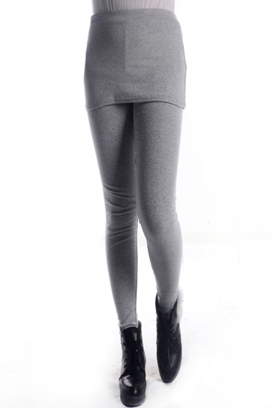 Light Gray Leggings with Bodycon Skirt Cover