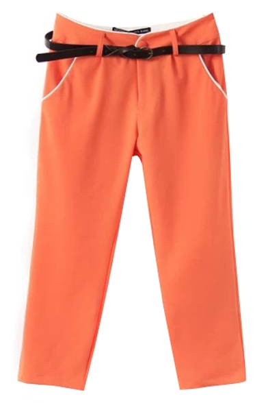 Orange Fitted Harem Casual Crop Pants