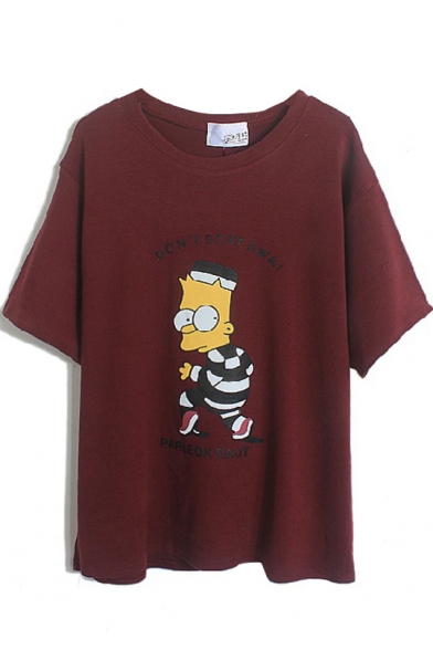 Theif Simpson&Letter Print Tee