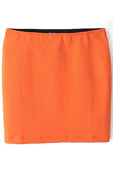 Orange Plain Mini Cotton Pencil Skirt