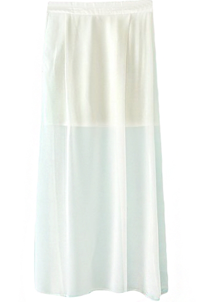 White High Waist Split Maxi Chiffon Skirt