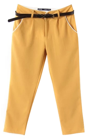 Yellow Fitted Harem Casual Crop Pants