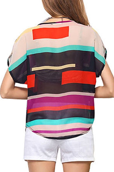 multi coloured striped blouse