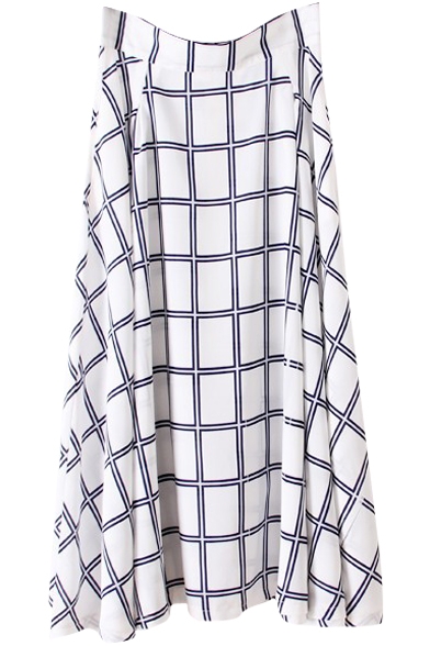 Classic Mono Checker Modern Style A-line Chiffon Skirt