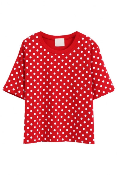 Preppy Style Polka Dot Pattern T-Shirt