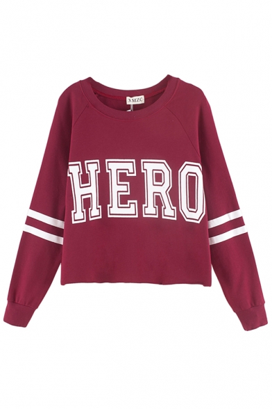 HERO&Stripe Print Sports Style Crop Sweatshirt