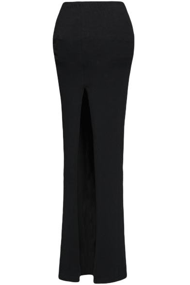 Sexy Black Plain Side Split Maxi Skirt