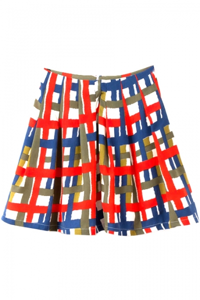 Colorful Plaid Print A-Line Mini Skirt