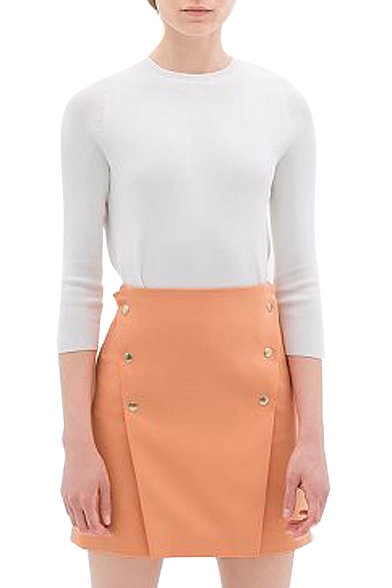 Double-Breast Zipper Back Skirt