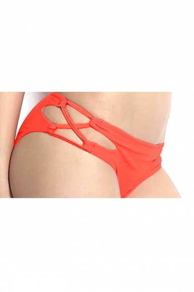 Orange Halter Crisscross Bikini Bottom Bikini Set