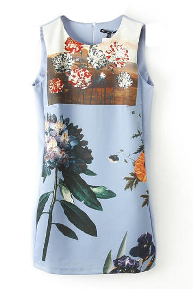 Digital Flower Print Slim Tanks Dress