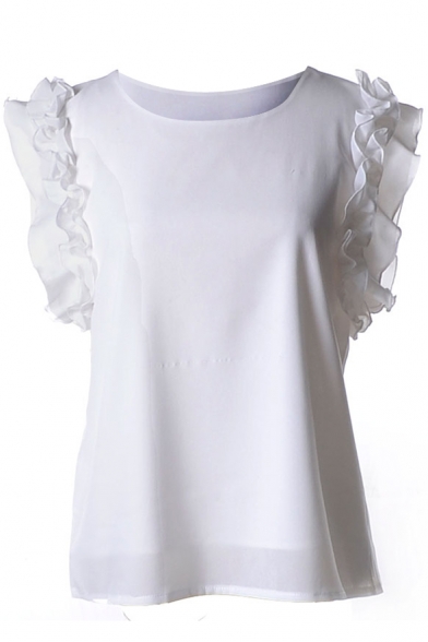 white chiffon ruffle blouse