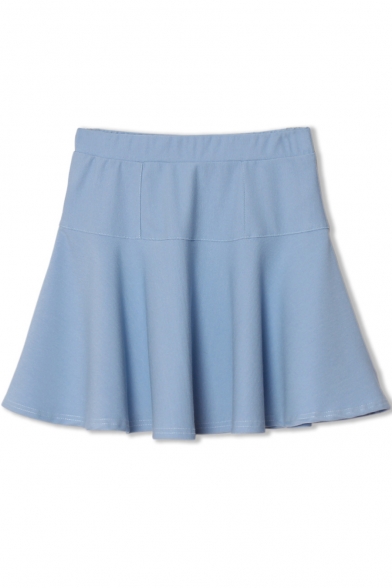 Plain Elastic Cotton Skater Skirt
