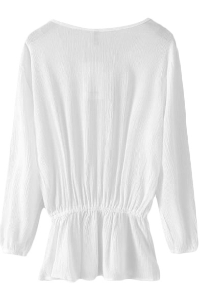 white blouse with elastic waist