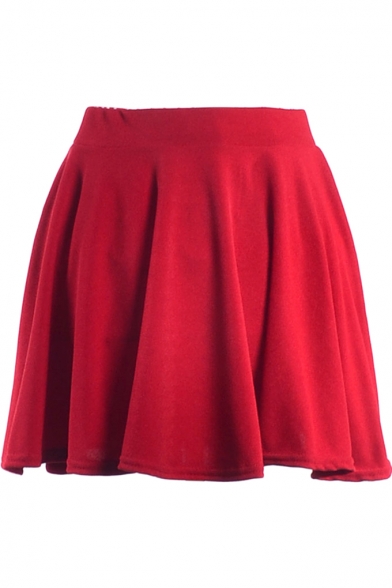 Plain  Ladylike A-line Short Skirt